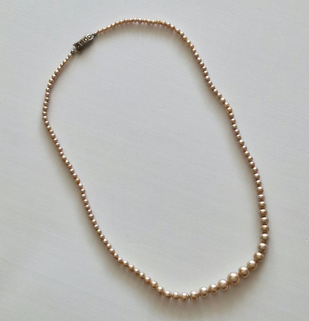 Ketten: Verschluss Silber mit Markasit /Kette unechte Perlen Vintage – Gebraucht aus Zürich von silver-team 1