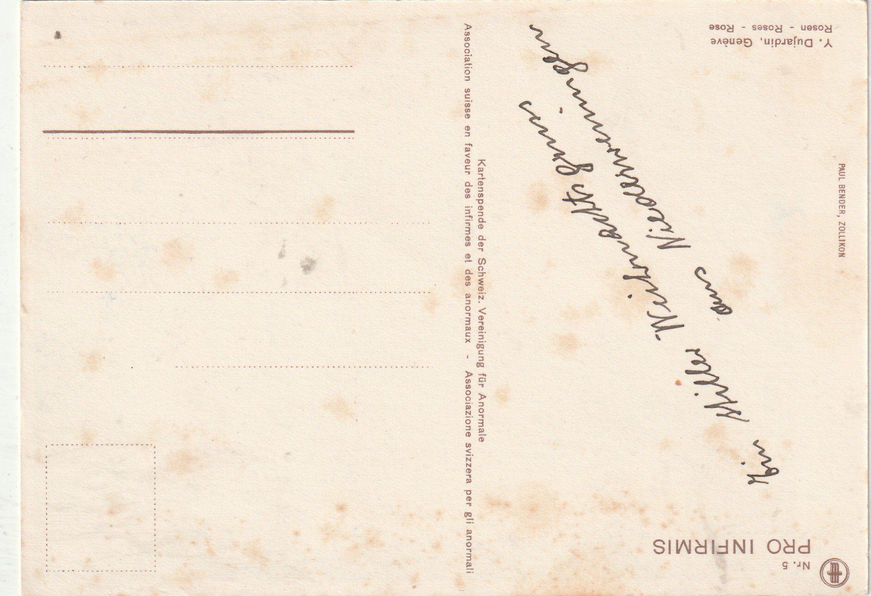 Cartes postales: Blumenkarte Pro Infirmis – D'occasion à Lumbrein par made02 1