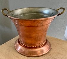 Blumentopf Kupfer mit Messingriffen 13 cm Kupfertopf Kübel