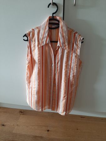 Ärmellose Bluse Lady Anne gestreift orange/weiss, Gr. 42