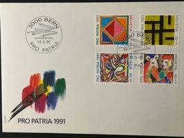 🎯 Pro Patria Satz 1991 Zeitgenössische Kunst N.231-4 FDC 🎨