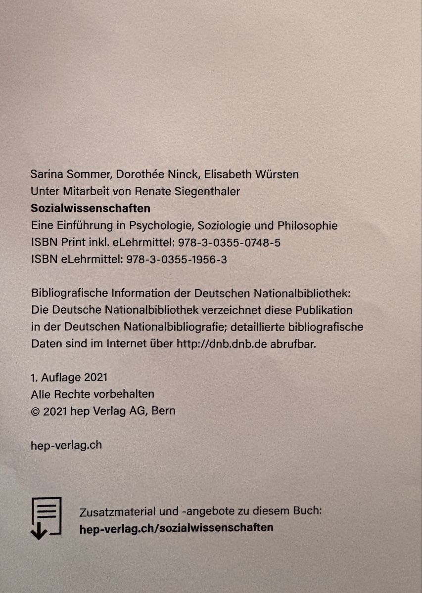 Livres: Sozialwissenschaften Buch – D'occasion à Mümliswil par hes_mhn8 2