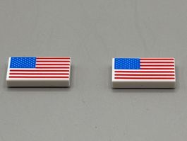 2x Lego bedruckte Fliese 1x2 US Flagge NEU
