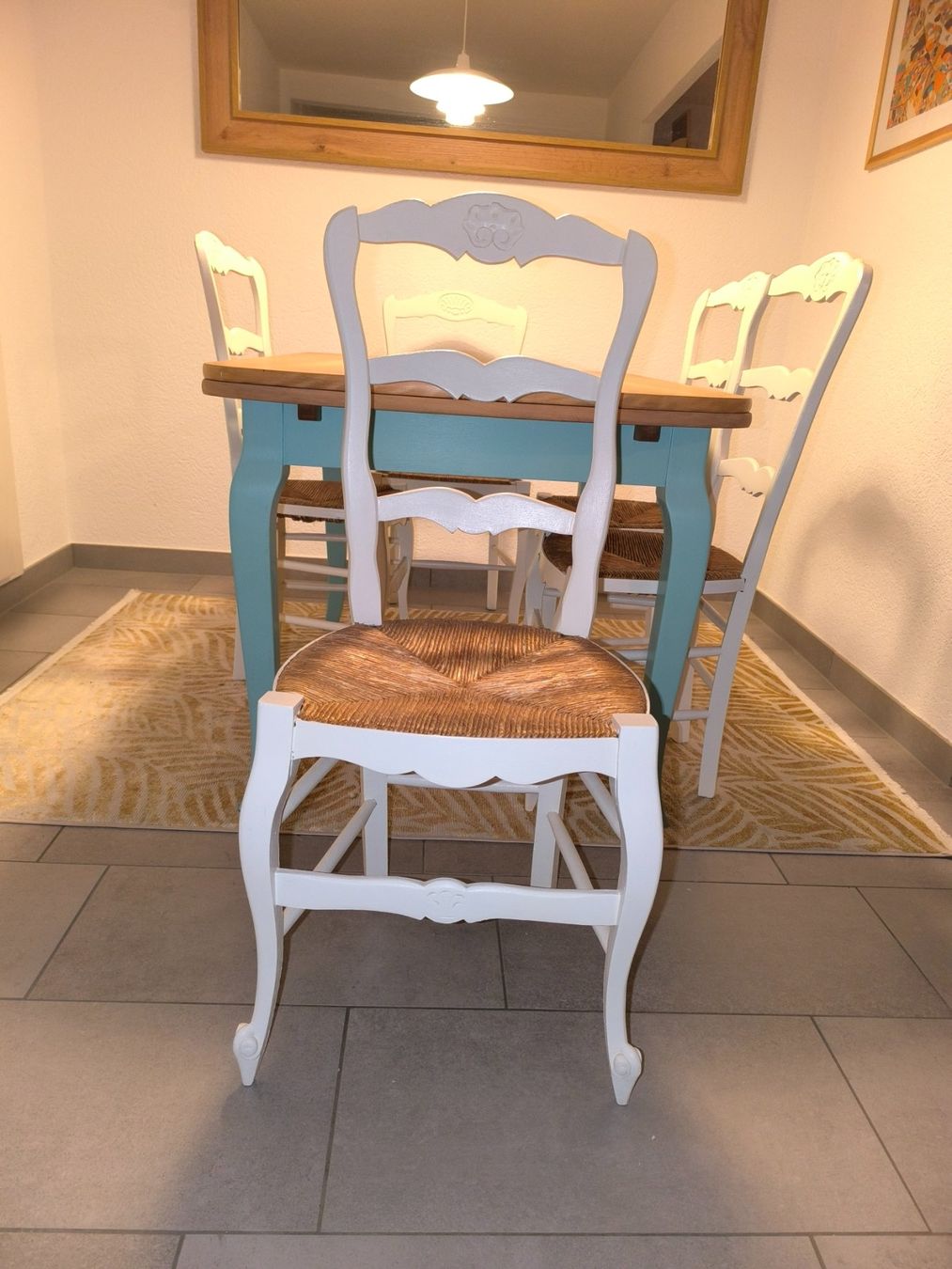 Sedie: Chaises campagne blanches assise paille 5x – Usato da Payerne venduto da val_6m6w 1