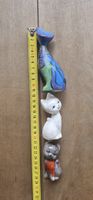 2 Keramik 1 Holz Katzen Figuren Dekoration