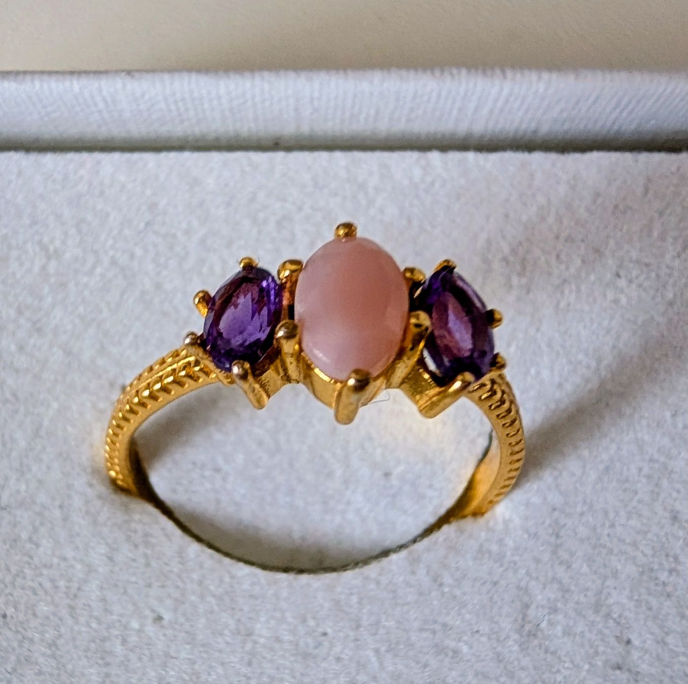 Anelli: Wunderschöner Ring Amethyst & Andenopal Silber vergoldet – Usato da Brunnen venduto da bahari02 1