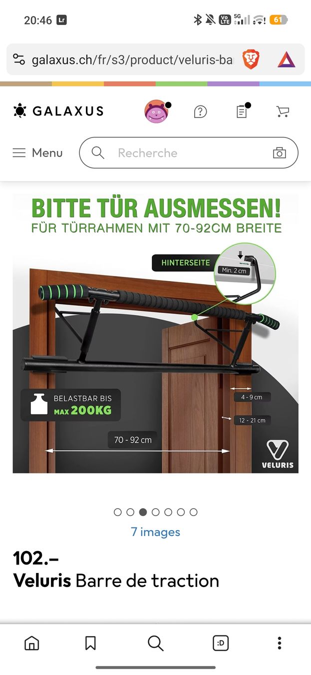 Hometrainer: Barre de traction - Veluris - NEUF  – Nuovo (secondo la descrizione) da Froideville venduto da han_vkm7 4