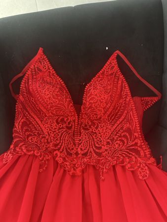 Abendkleid Mascara rot Grösse 36 Spitzenoberteil 1x getragen