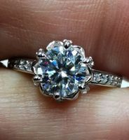 Bague argent avec diamant de moissanite de 1 ct certifié GRA
