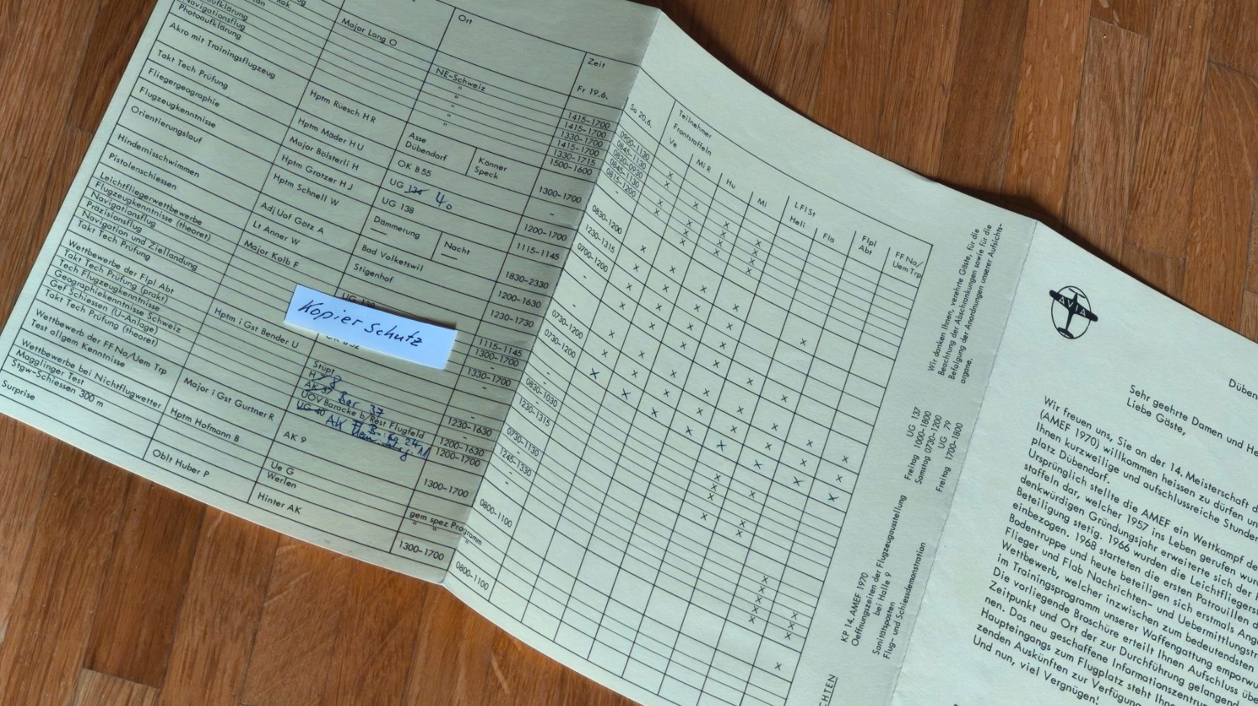 Swissair Documenti: Schweizer Luftwaffe Programm Flugmeisterschaft 1970 – Usato da Aesch BL venduto da Opirol 2
