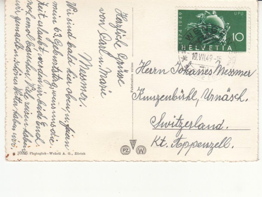 Cartoline postali: Jungfraujoch 1949 – Usato da Bürglen TG venduto da StampGraf 1