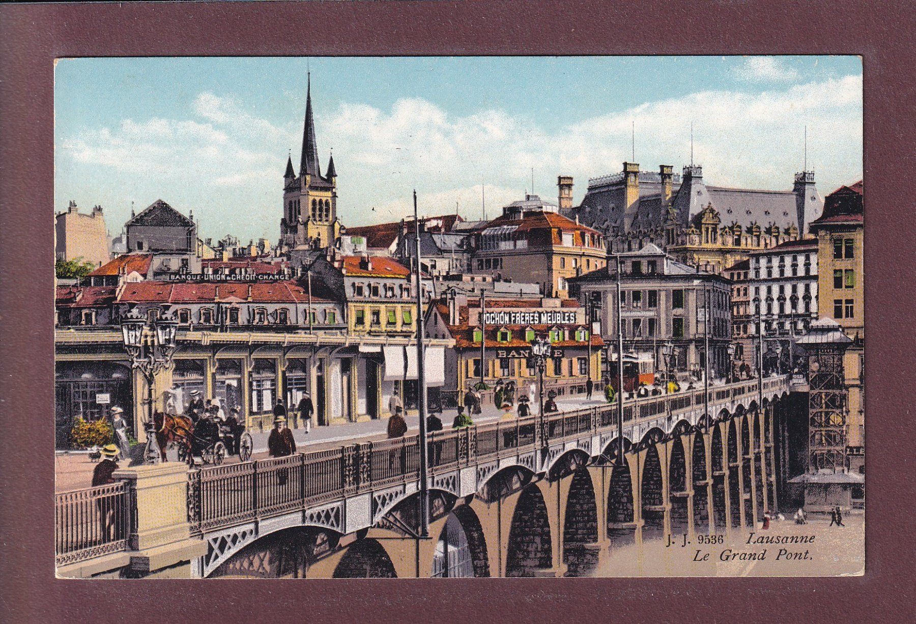 Ansichtskarten: LAUSANNE - Grand Pont - Enseignes - 1916 – Gebraucht aus Pully von nicecards
