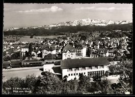 AK Uzwil / SG, Ortspartie mit Blick zum Säntis
