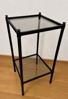 Vintage Beistelltisch/Nachttisch mit 2 Glasplatten – schwarz