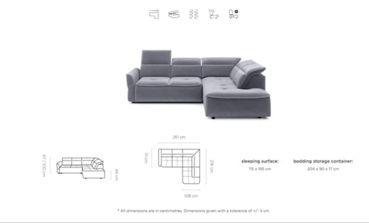 Divani: Ecksofa mit Schlaffunktion und Staufach – Nuovo (secondo la descrizione) da Buonas venduto da living24 1