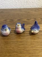 Porzellan Vögel 3er Set blau weiss Dekoration gebraucht