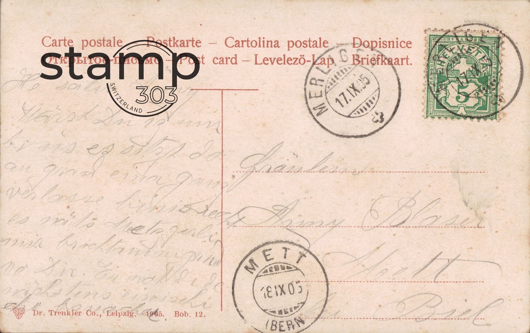 Cartoline postali: 1905 AK Beatus-Höhlen Eingang – Usato da Eggersriet venduto da stamp303 1
