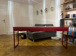Grande console / table design rouge laqué 180 × 41 × 74 cm