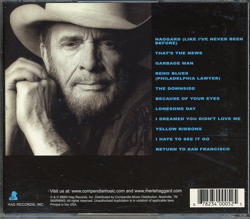 CD: CD - MERLE HAGGARD Like Never Before (Hag Records, 2003) – Nuovo (secondo la descrizione) da Morges venduto da evnocha3 1