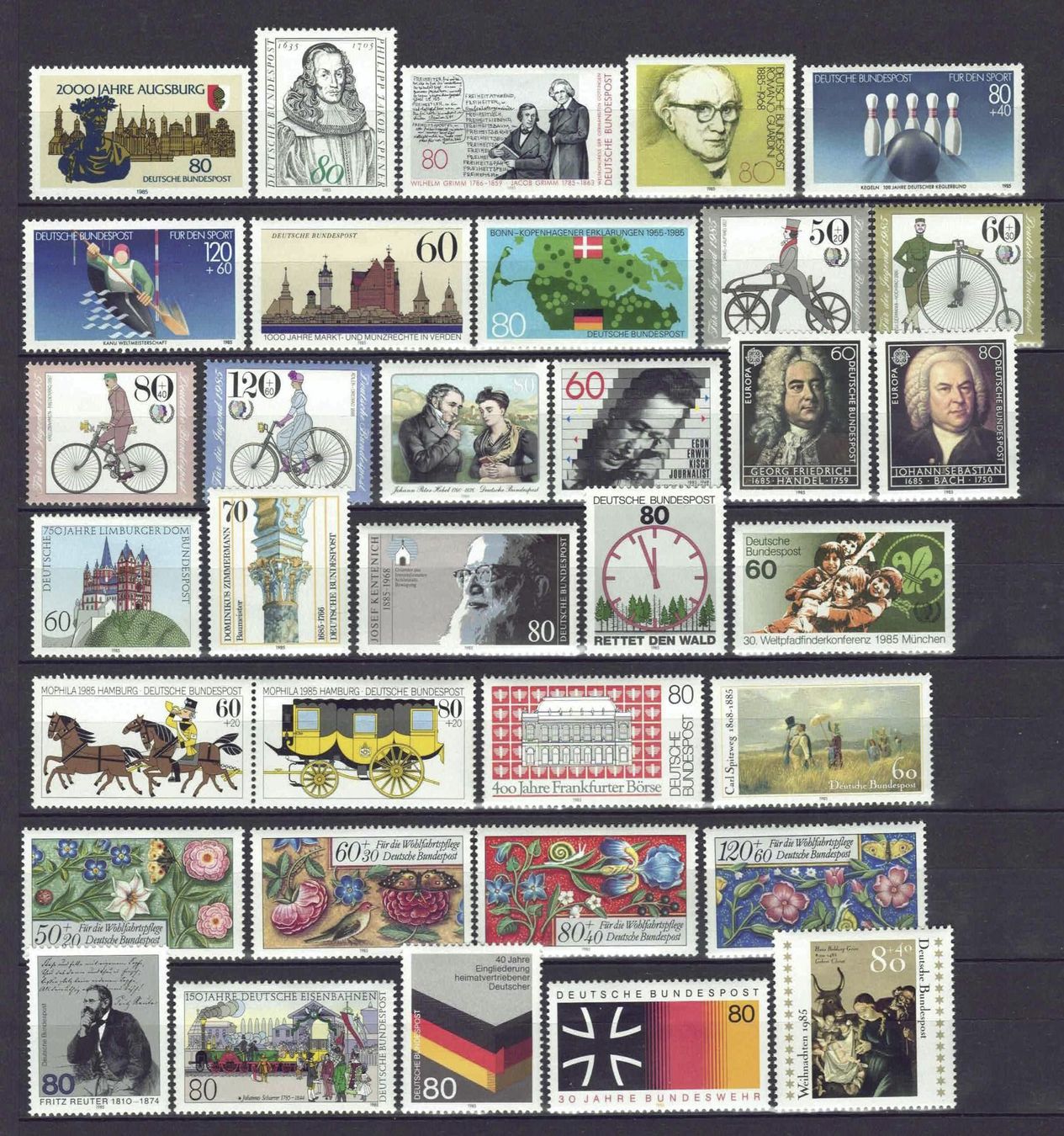 Alle Briefmarken: Deutschland kompl Jahr 1985 postfrisch** – Gebraucht aus Basel von Pfefferschootte