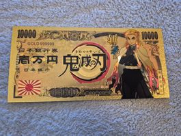 Gold Foil Plated Demon Slayer Kyojuro Rengoku Banknote