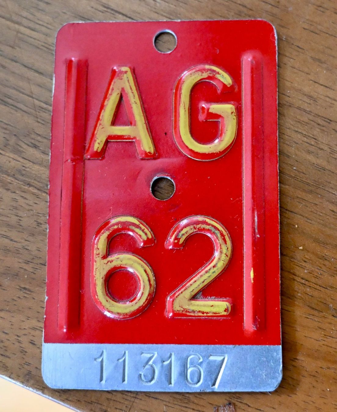 Schilder: Velonummer AG 62 von 1962 - Aargau – Gebraucht aus Pfaffhausen von mono_rec 2