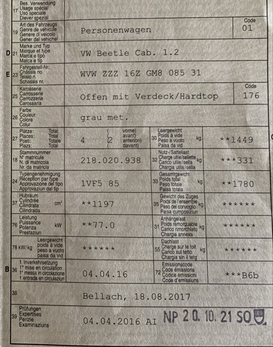 VW Autos: VW Beetle Cabrio 1.2 silber mit 60000 km – Gebraucht aus Lostorf von brusap 7