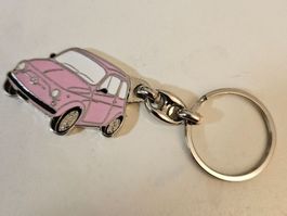 Pinker Fiat 500 Schlüsselanhänger - Auto Fan Geschenkidee!