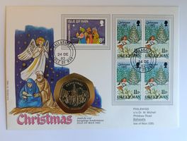 Numisbrief Weihnachten 1982 ISLE OF MAN ab 1 FR. !!