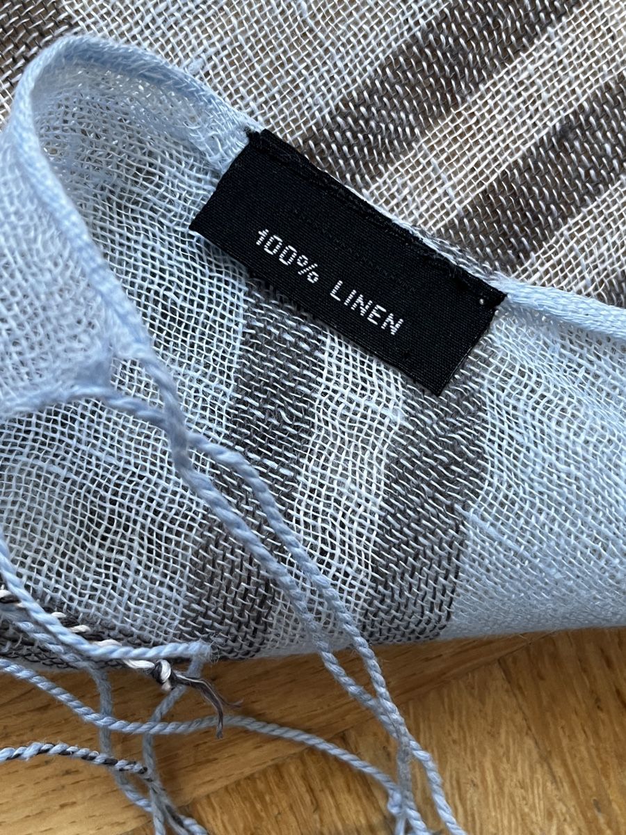 Foulard & Sciarpe: Sommer Schal aus Leinen, hellblau kariert – Usato da Zürich venduto da Kleanthy 2