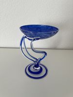 Glasschale blau mit Fuss, modernes Design