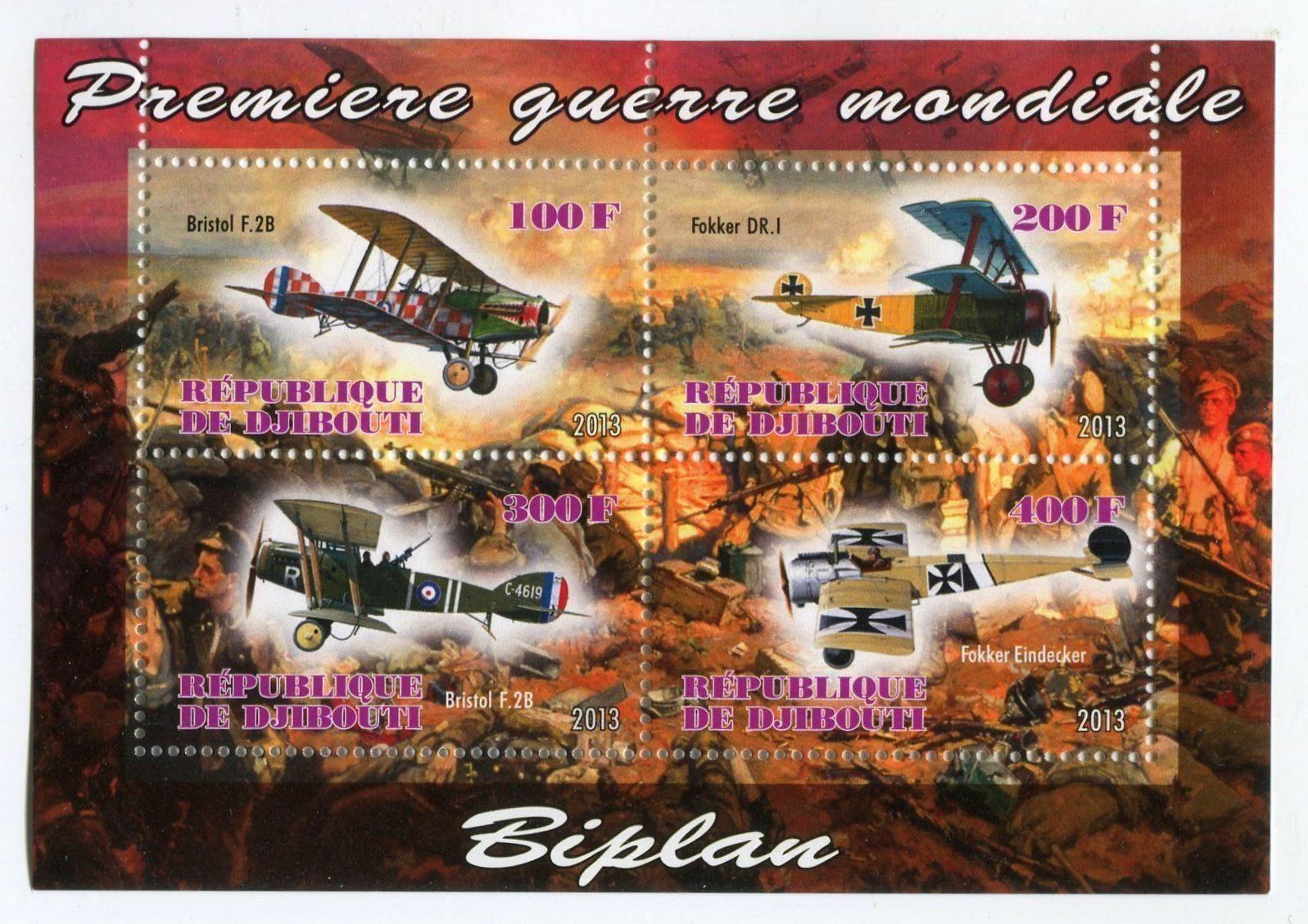 Tous les timbres: Block "Flugzeuge". Dschibuti – Neuf avec emballage d'origine à Basel par Butsch5