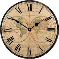 Weltkarte Wanduhr, Groß Klassisch