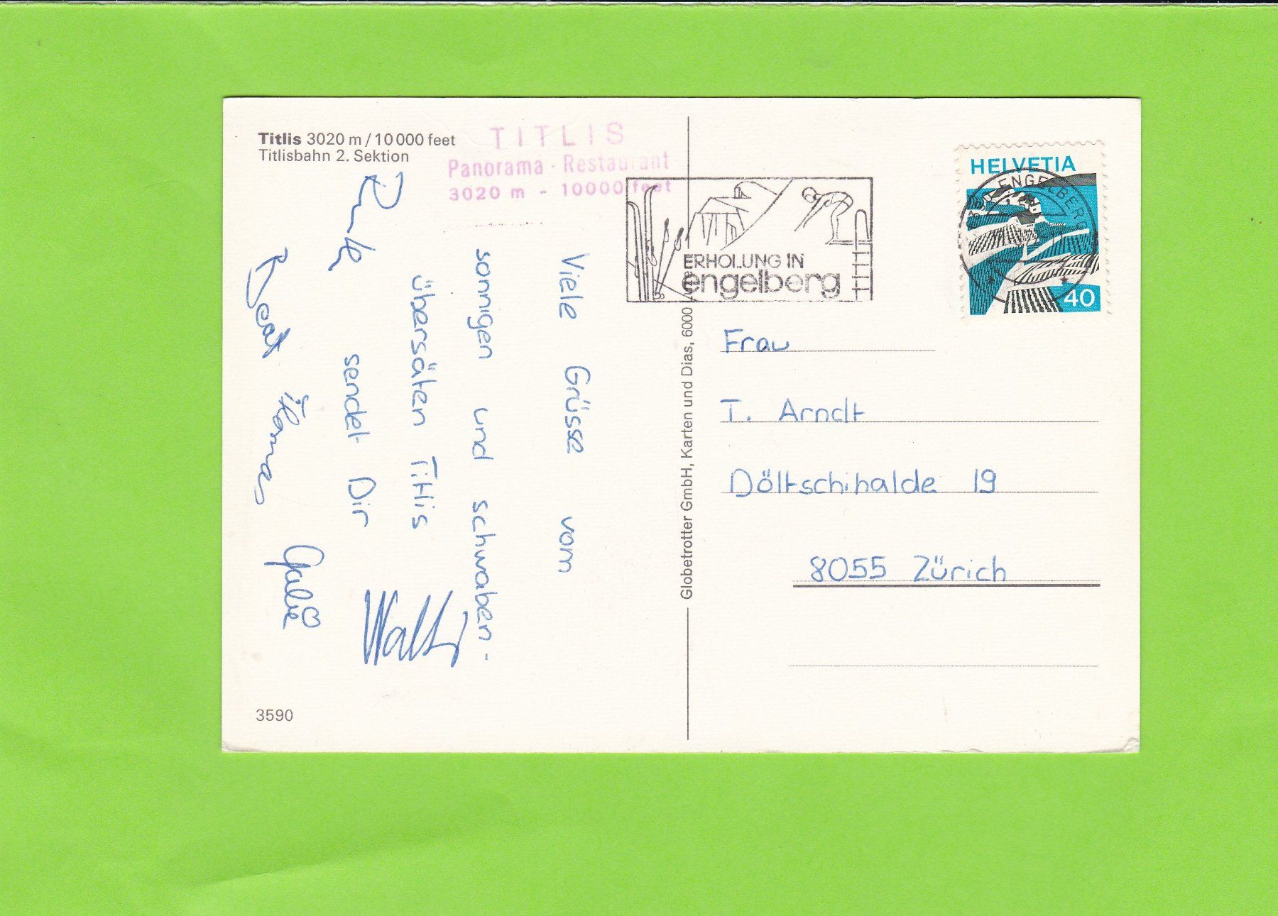 Cartoline postali: Titlisbahn, 2. Sektion – Usato da St. Peterzell venduto da neckertal 1