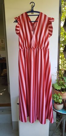 Sommerkleid L-XL, Rosa/Rot gestreift, Neu!
