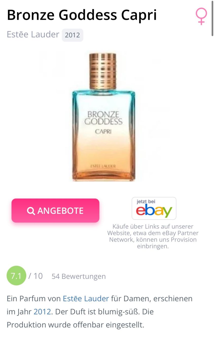 Estée Lauder Profumi & Eau de Toilette: Estee Lauder Bronze Goddess Capri - EDP - Duftprobe 2ML – Usato da Zürich venduto da deruja 2