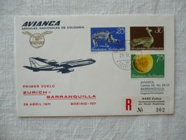 1971 AVIANCA Eröffnungsflug Zürich-Barranquilla / FL-Frankg.