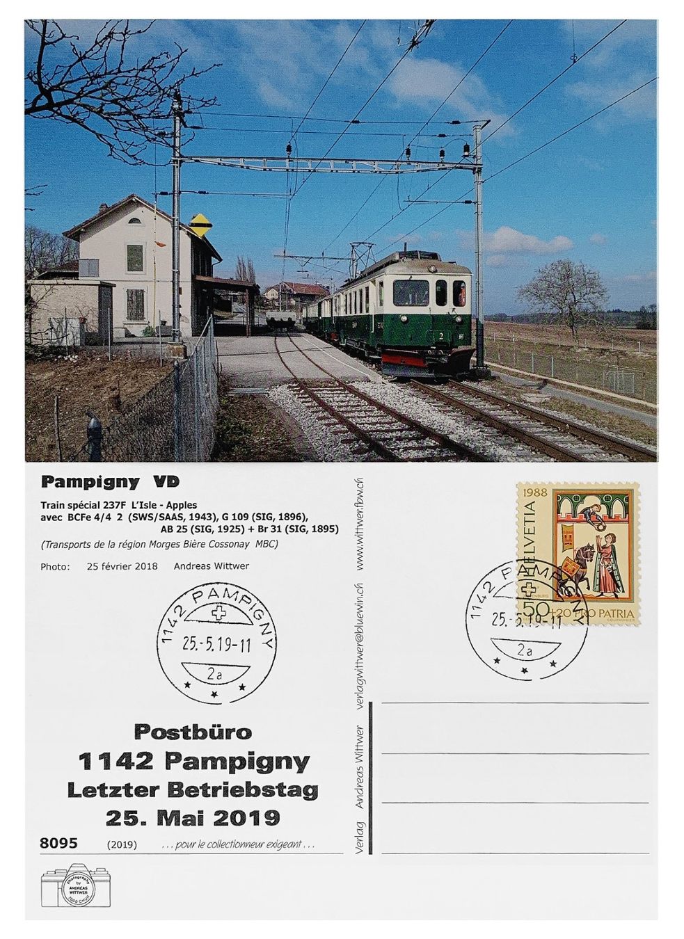 Cartoline postali: Pampigny Hautemorges Morges Letzttag Post Bahn BAM MBC BCFe – Nuovo (secondo la descrizione) da Bern venduto da AWiBe