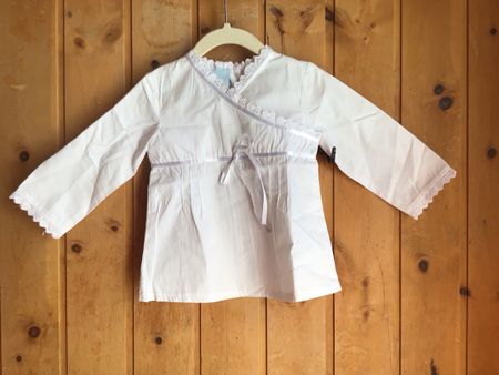 Baby Hemdbluse Weiss Gr.18/24 M. Spitze BaumwolleNEU