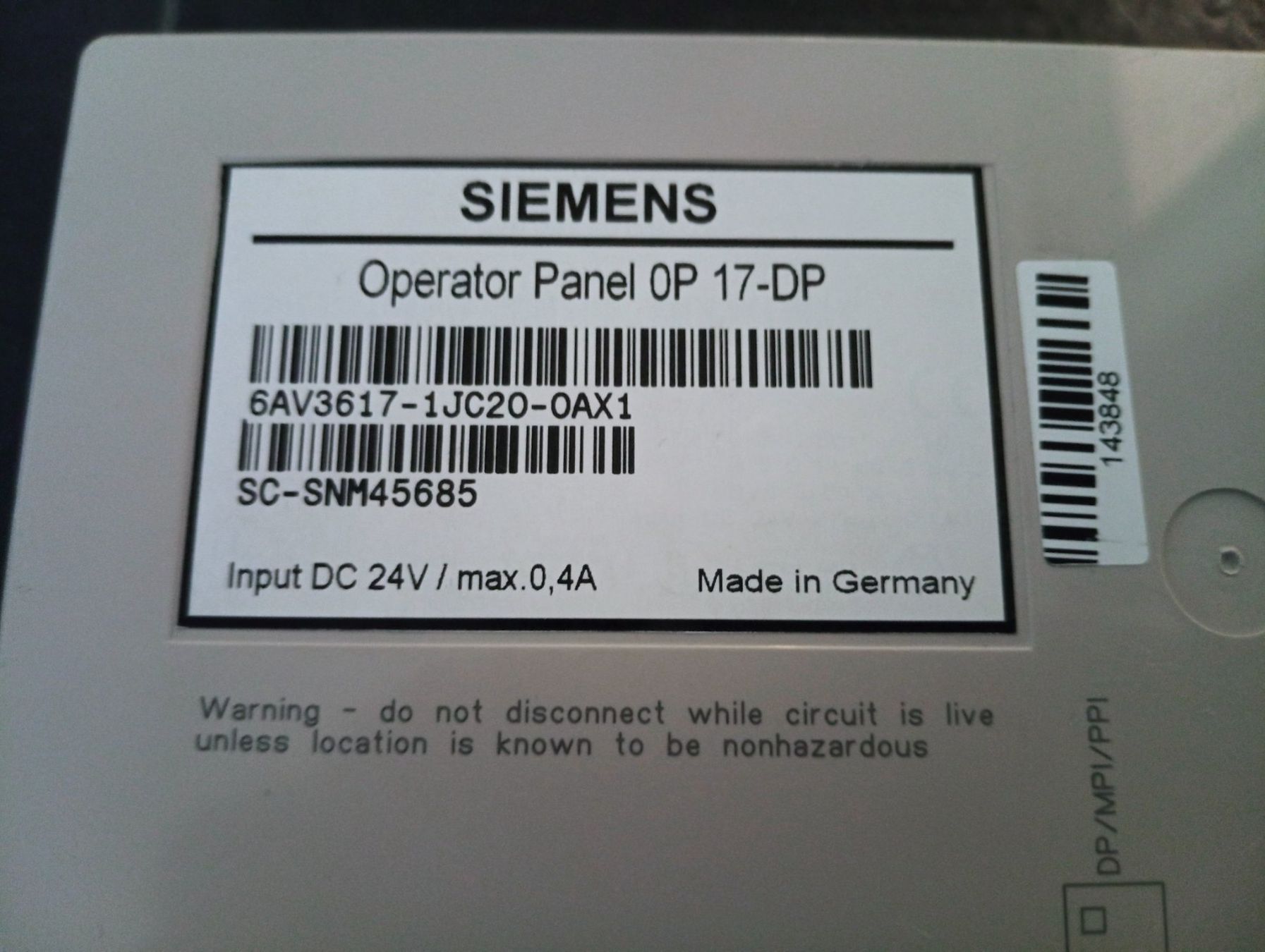 Siemens Elektronikbauteile: Siemens Operator Panel OP 17/DP / 6AV3617-1JC20-0AX1 – Neu (gemäss Beschreibung) aus Ufhusen von HKSC 2