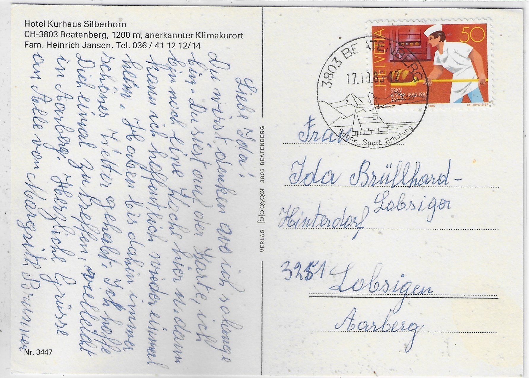 Cartoline postali: Hotel Kurhaus Silberhorn - Beatenberg – Usato da Ettingen venduto da Kartenplanet 1