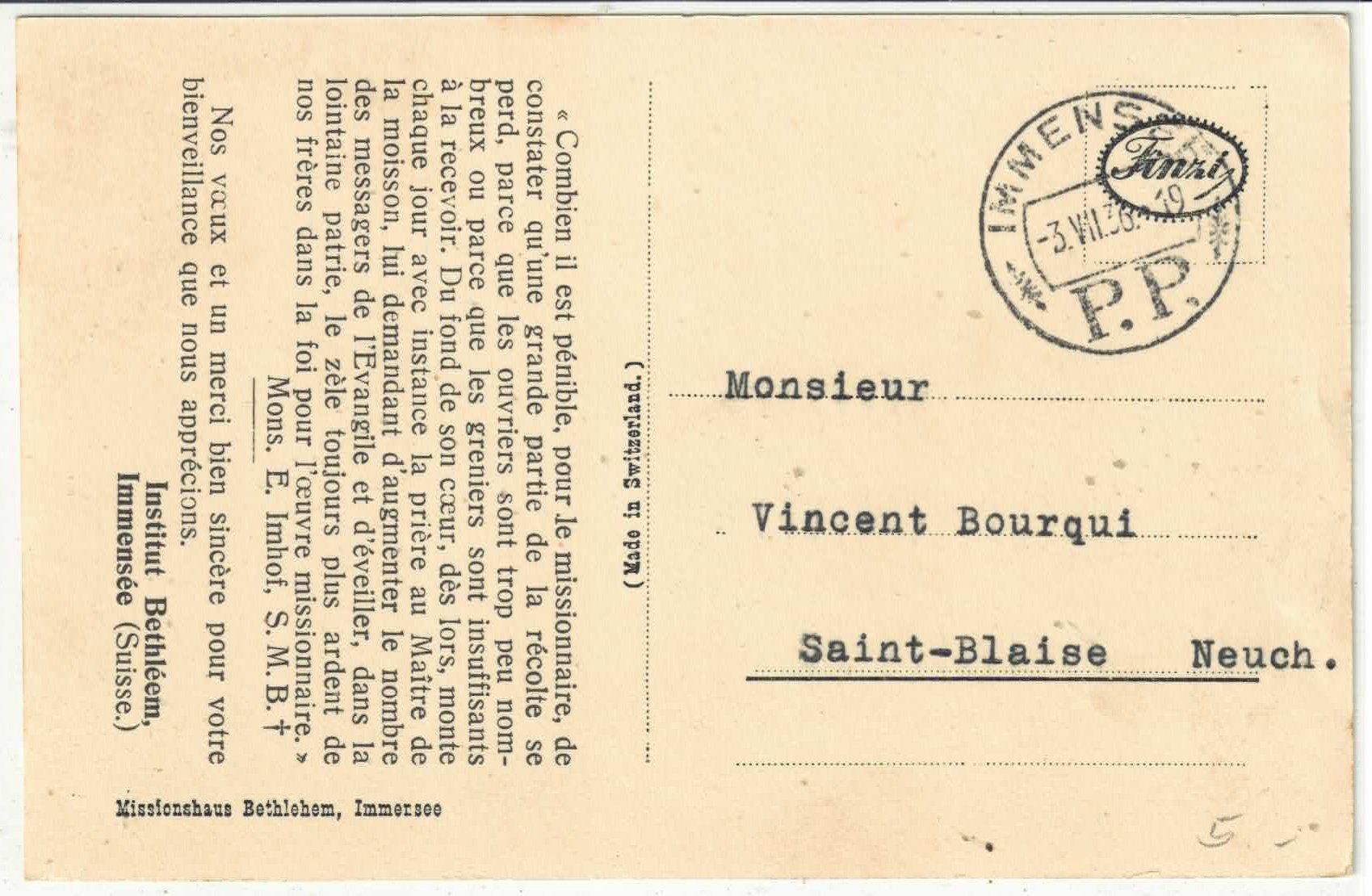 Cartoline postali: Immensee - Missionshaus – Usato da Ettingen venduto da Kartenplanet 1