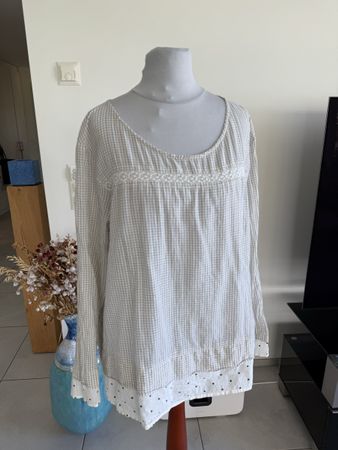 Ewa Walla Bluse Kariert Grösse M  100% BW