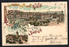 Litho Zürich, Ortsansicht aus der Vogel