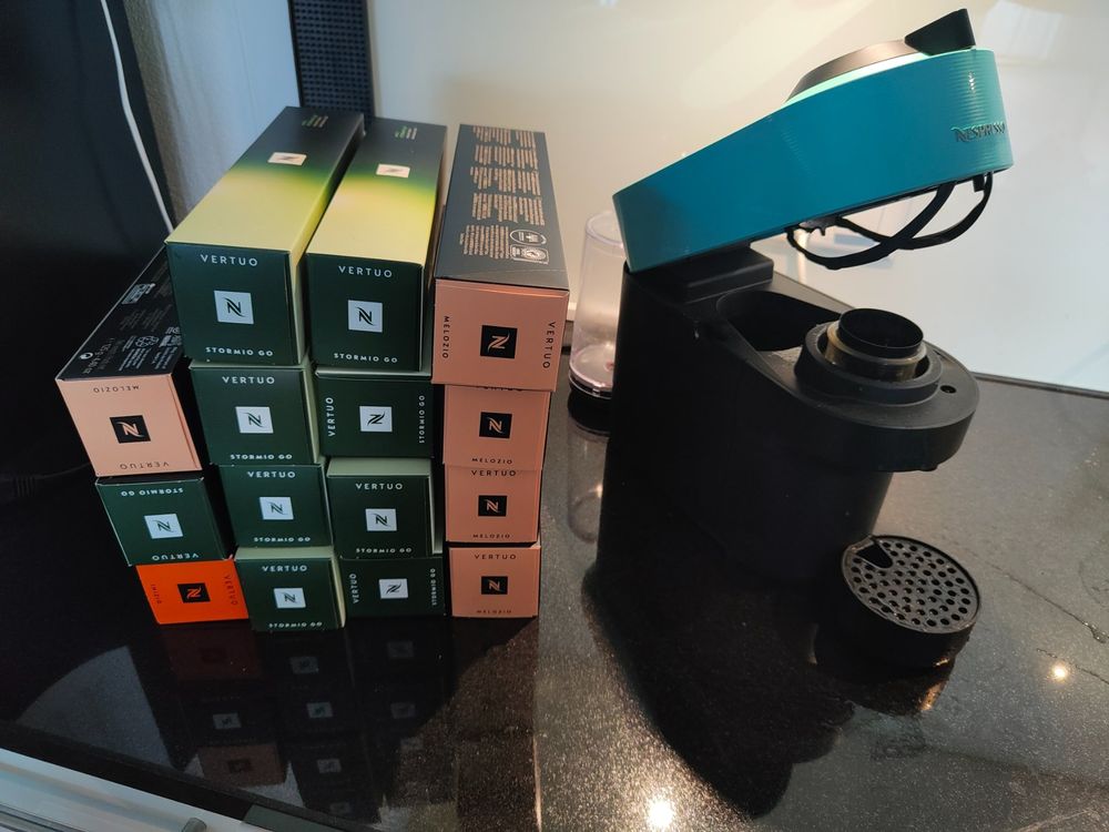 Nespresso Maschine VERTUO POP Aqua Mint + 15 Stangen Kapseln (Neu ...