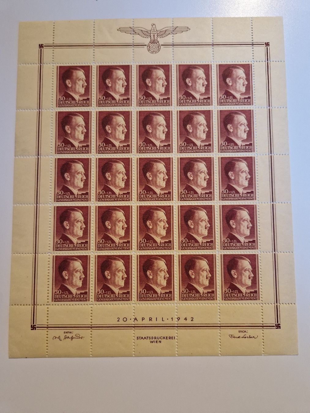 Tutti i francobolli: Deutsches Reich Adolf Hitler Generalgouvernement Bogen – Nuovo (secondo la descrizione) da St. Gallen venduto da Enrico_SG