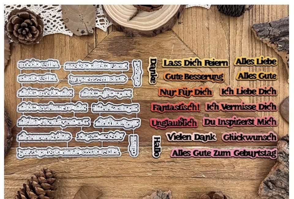Sciablone: Neues Stanzschablonen-Set 3-D Worte – Nuovo e nell'imballaggio originale da Effretikon venduto da wenuss