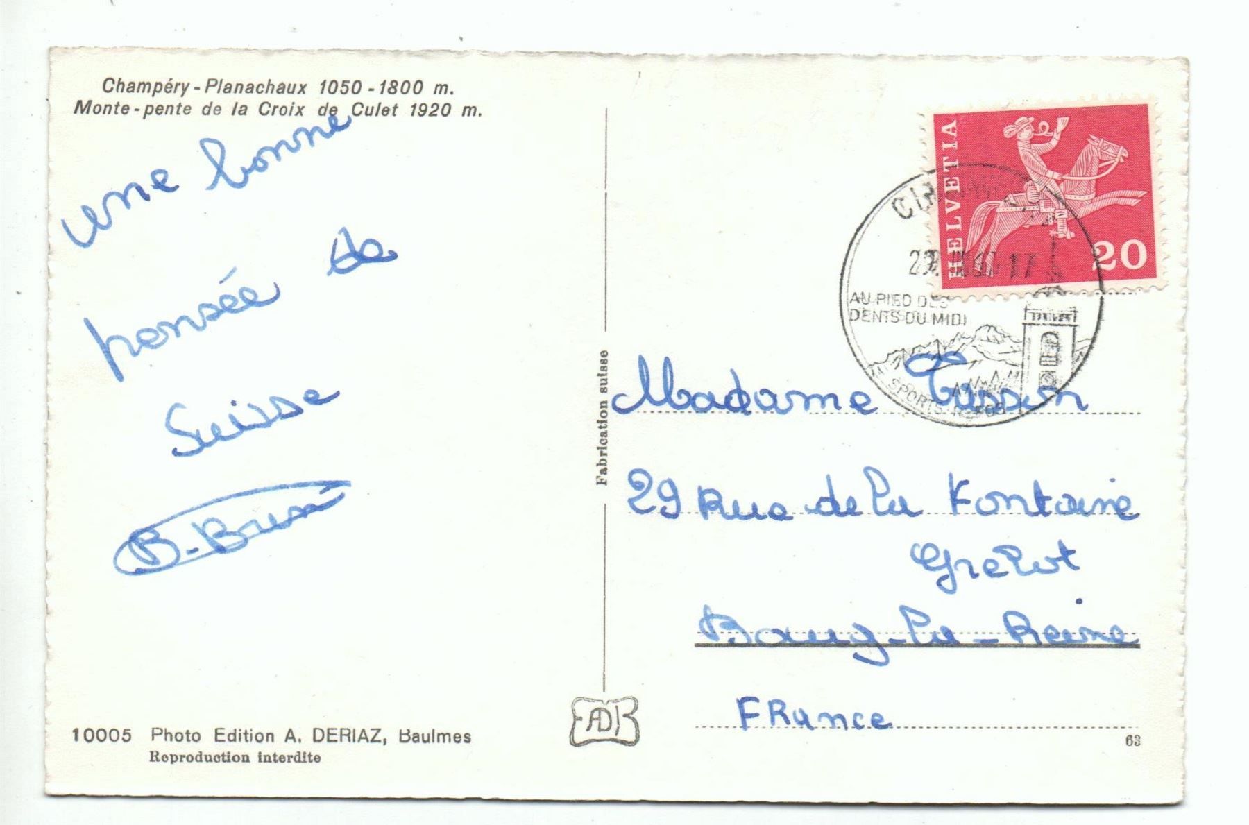 Cartes postales: CHAMPÉRY Sklilift Planachaux – D'occasion à Jona par philajona 1