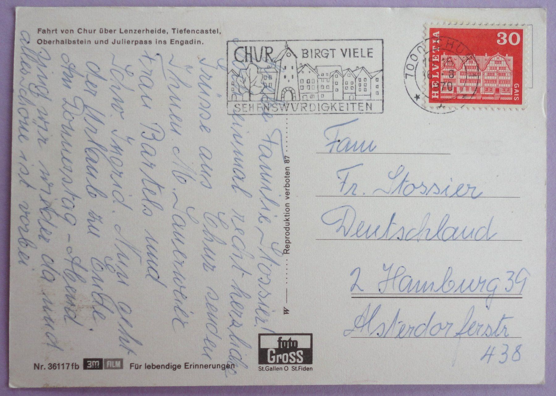 Cartes postales: Die Julier Route – D'occasion à Fétigny par Billy2miny 1