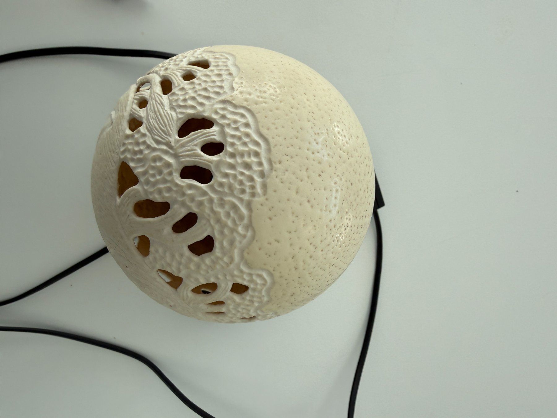 Lampade: Schöne Tischlampe, aus geschnitztem Straussenei, mit LED – Nuovo e nell'imballaggio originale da Unterengstringen venduto da Tnovus 3